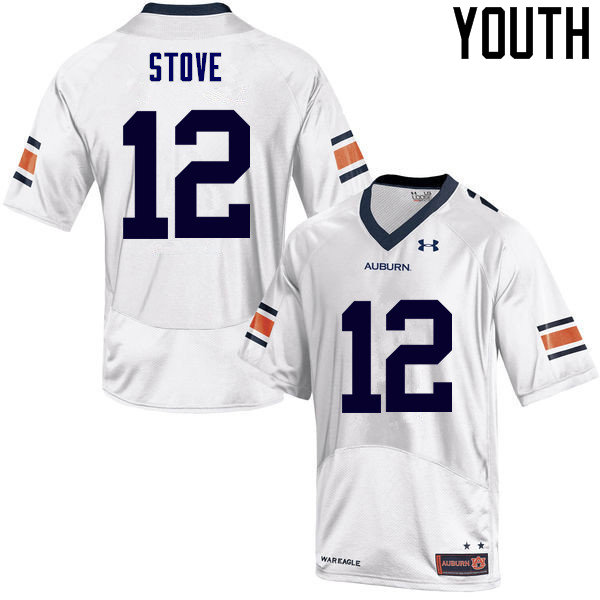 Youth Auburn Tigers #12 Eli Stove College Football Jerseys Sale-White